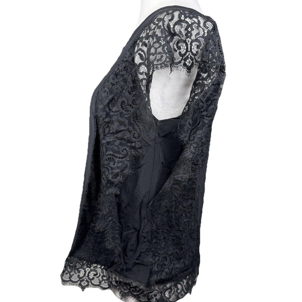 Intimissimi Lingerie Black Cotton & Spandex Top with all over Lace Trim Sz M - Picture 2 of 6